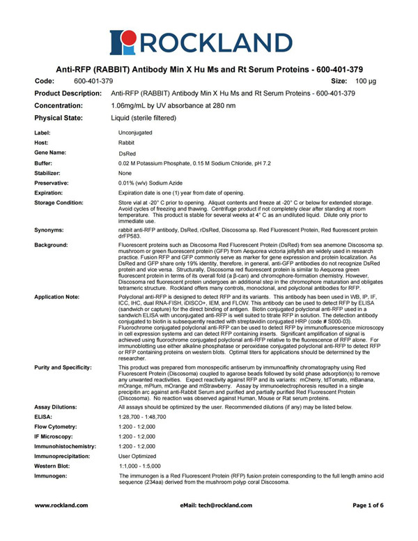 紅色熒光蛋白抗體說(shuō)明書(shū)