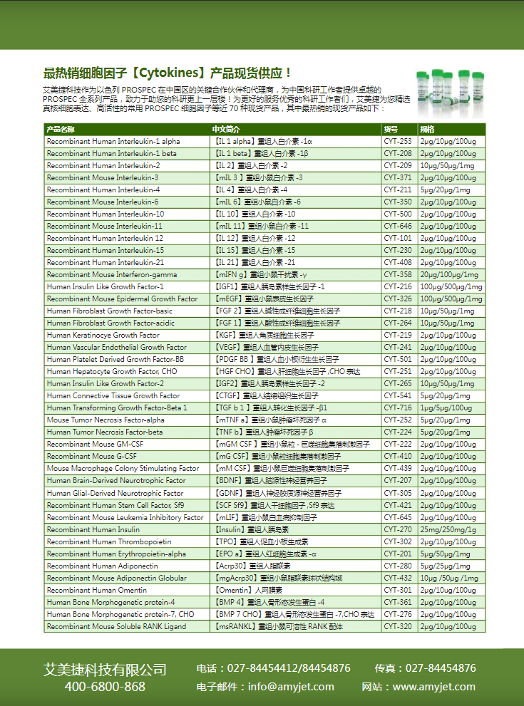 Prospec常用細(xì)胞因子艾美捷產(chǎn)品折頁